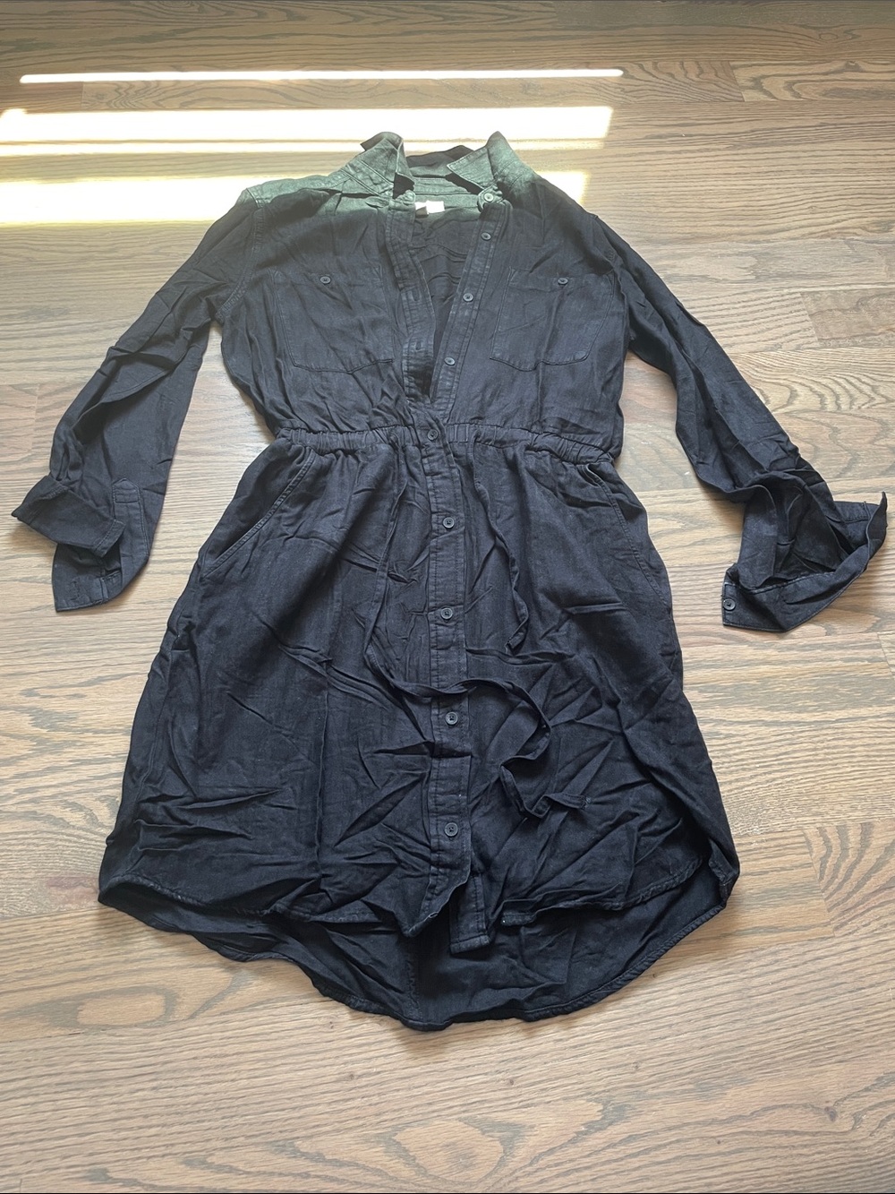Calvin Klein Jeans Black Long-Sleeve Shirt Dress